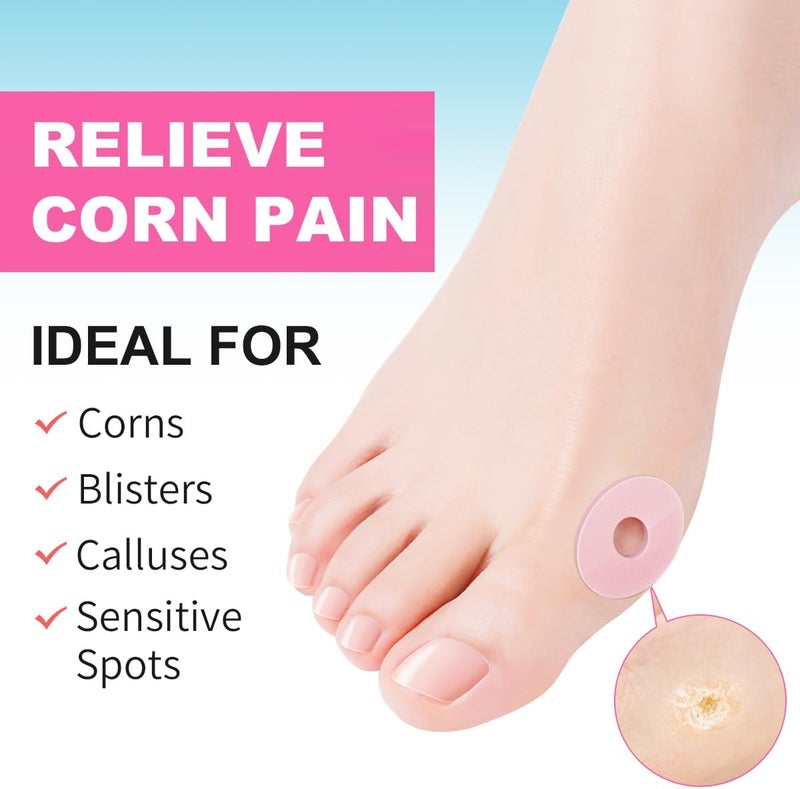 JUMPOW 90 Pcs Corn Cushions Callus Pads, Corn Removers for Feet, Soft Foam Callus Cushions, Corn Protectors, Self-Stick Adhesive Cushions, Relief Pain from Calluses, Corns, Blisters, Heel Frictions - Image 4